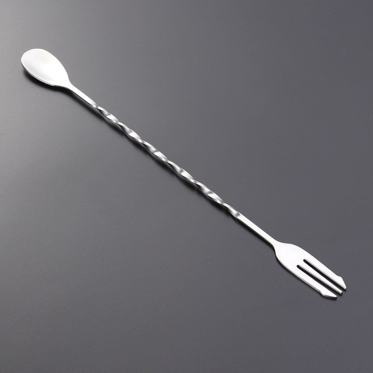 Bar Spoon Twisted - Stainless Steel Cocktail Pick Mixing Fork