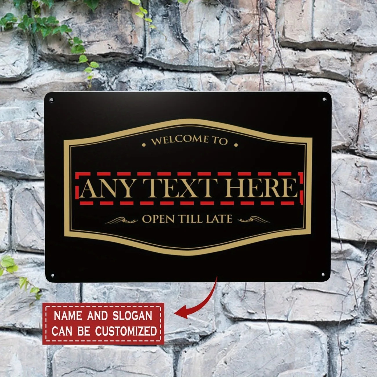 Home Bar Signs - CIFbuy Customizable 2D Flat Golden‑Black Bar