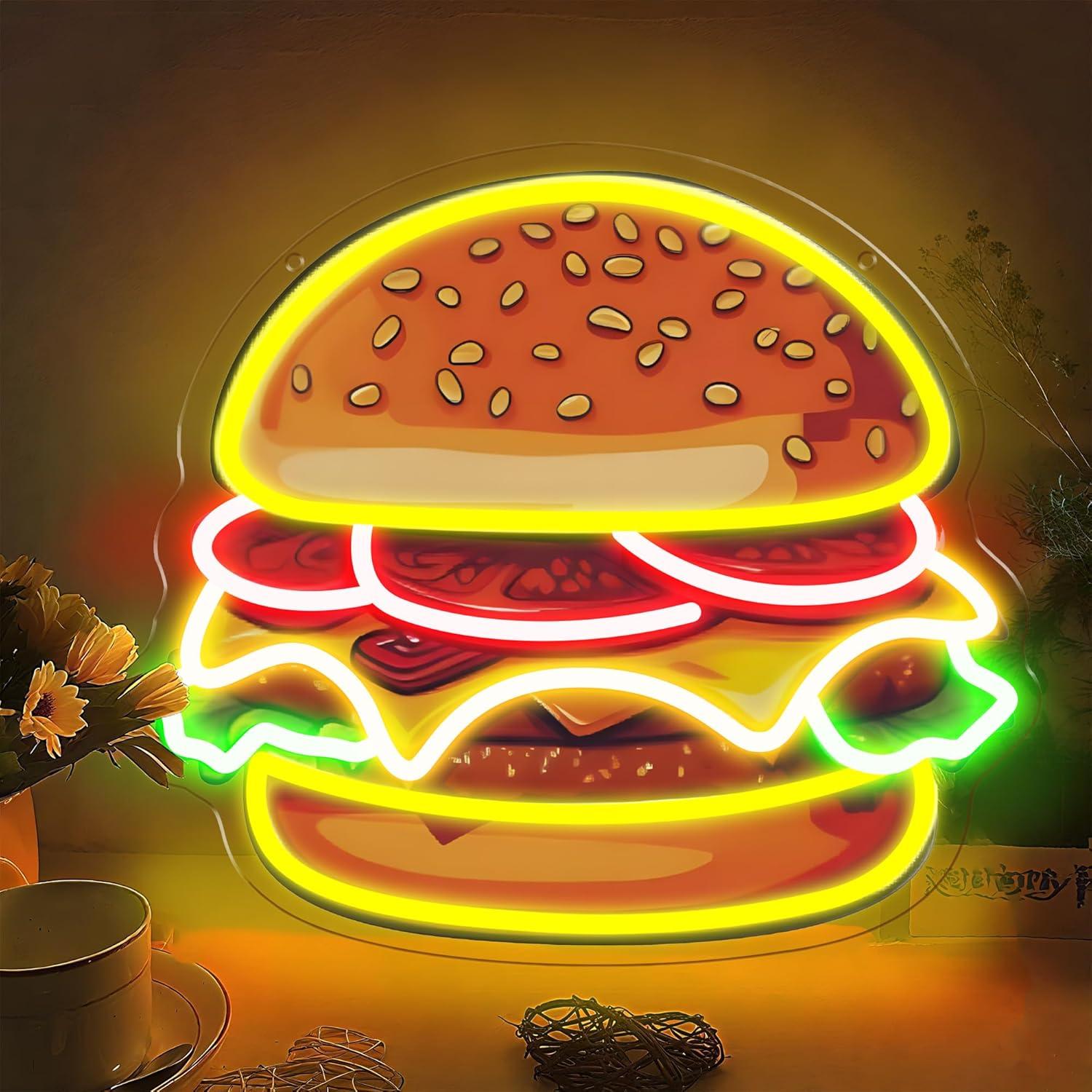 Burger Neon Sign LED Hamburger - Home Bar Signs recension och pris